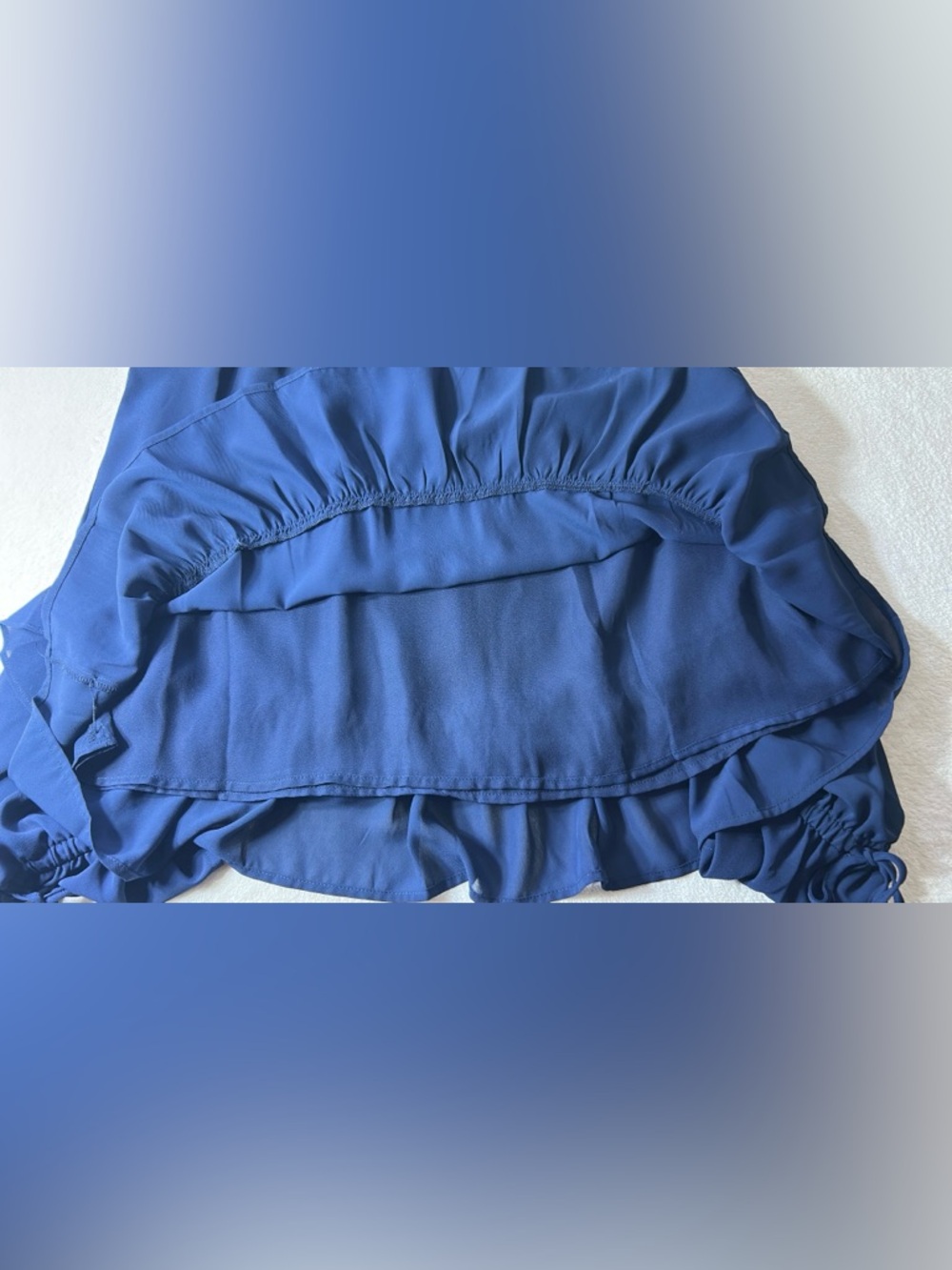Michael Kors Dress Knee Length Medium Women’s Blue Chiffon Ruffle Long Sleeve - Picture 8 of 12